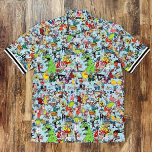 RSVLTS 90s Mashup KUNUFLEX Short Sleeve Shirt in Blue — front view