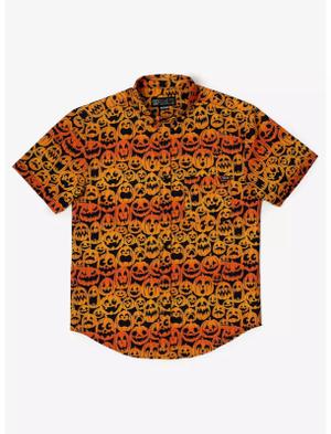 RSVLTS Jack O’ Lanterns KUNUFLEX Short Sleeve Shirt in Orange — front view