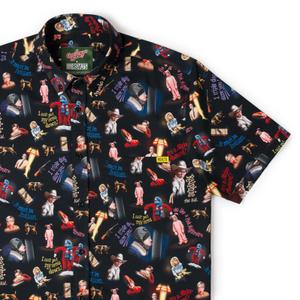 RSVLTS A Pink Nightmare KUNUFLEX Short Sleeve Shirt in Black — front view
