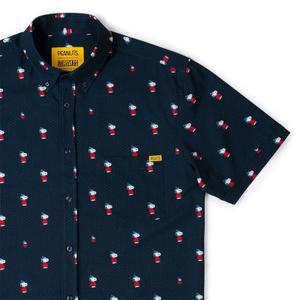 RSVLTS Keepin’ It Cozy KUNUFLEX Short Sleeve Shirt in Blue — front view