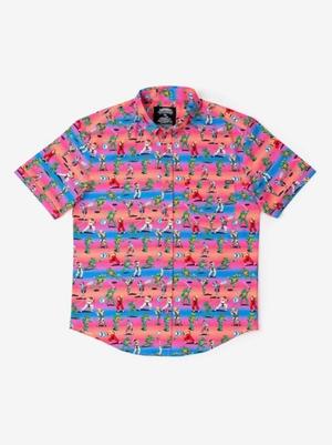 RSVLTS Battle of the Bits KUNUFLEX Short Sleeve Shirt in Red — front view