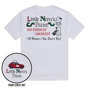 RSVLTS Little Nero’s Pizza Crewneck Tee in White — front view