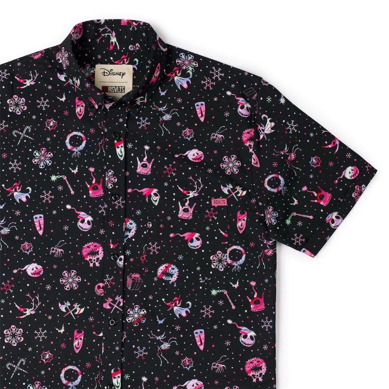RSVLTS A Flurry of Frights KUNUFLEX Short Sleeve Shirt in Black — front view