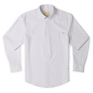 RSVLTS Peacock Posh Long Sleeve Shirt in White — front view