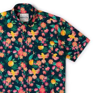 RSVLTS South For Winter KUNUFLEX Short Sleeve Shirt in Blue — front view