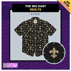 RSVLTS The Big Easy KUNUFLEX Short Sleeve Shirt in Black — front view