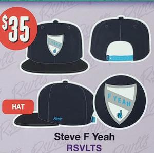 RSVLTS Steve F Yeah Snapback Hat in Black — front view