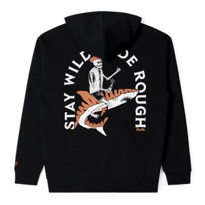 RSVLTS Stay Wild Tiger Shark classic Performance Hoodie in Black — front view