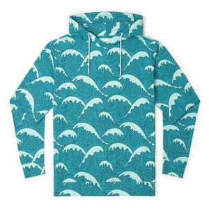 RSVLTS Samoa Waves (Teal) Performance Hoodie in Blue — front view