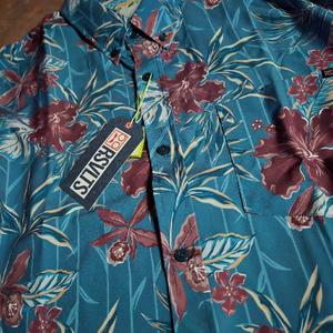 RSVLTS Floral City MCO exclusive colorway KUNUFLEX Short Sleeve Shirt in Blue — front view