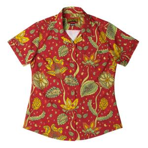 RSVLTS Baba O’Redly women’s cut Women's KUNUFLEX Short Sleeve Shirt in Red — front view