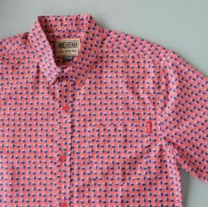 RSVLTS American Weave KUNUFLEX Short Sleeve Shirt in Red — front view