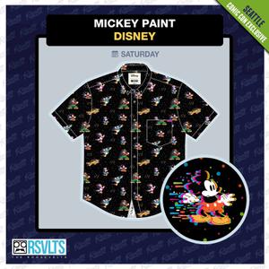 RSVLTS Mickey Paint KUNUFLEX Short Sleeve Shirt in Black — front view