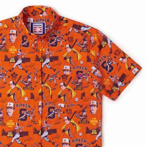 RSVLTS The Iron Man KUNUFLEX Short Sleeve Shirt in Orange — front view