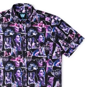 RSVLTS Monday Night Mami KUNUFLEX Short Sleeve Shirt in Black — front view