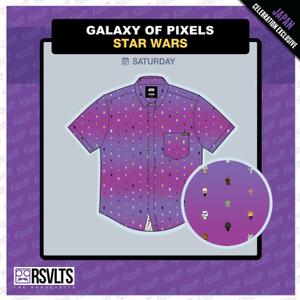 RSVLTS Galaxy of Pixels KUNUFLEX Short Sleeve Shirt in Purple — front view
