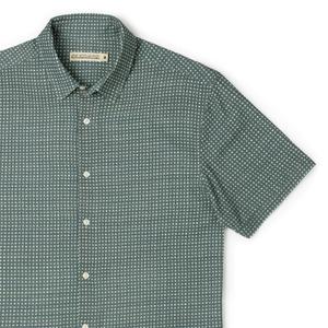 RSVLTS Palm Weave (Bamboo) KUNUFLEX Short Sleeve Shirt in Gray — front view