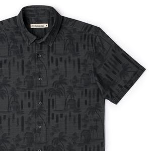 RSVLTS Bula (After Dark) (Bamboo) KUNUFLEX Short Sleeve Shirt in Black — front view