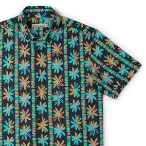 RSVLTS Fleur-escent (Bamboo) KUNUFLEX Short Sleeve Shirt in Black — front view