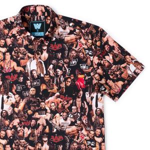RSVLTS Attitude Era KUNUFLEX Short Sleeve Shirt in Black — front view