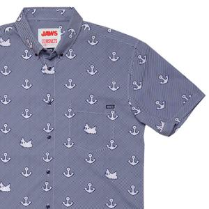 RSVLTS The Beaches Will Be Open KUNUFLEX Short Sleeve Shirt in Blue — front view