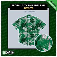 RSVLTS Floral City Philadelphia 2025 KUNUFLEX Short Sleeve Shirt in Green — front view