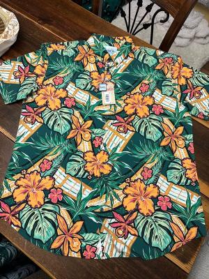 RSVLTS Floral City Philadelphia 2025 (Mystery) KUNUFLEX Short Sleeve Shirt in Green — front view
