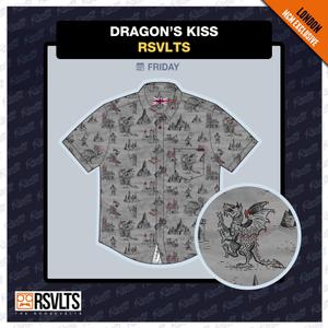 RSVLTS Dragon’s Kiss KUNUFLEX Short Sleeve Shirt in Gray — front view
