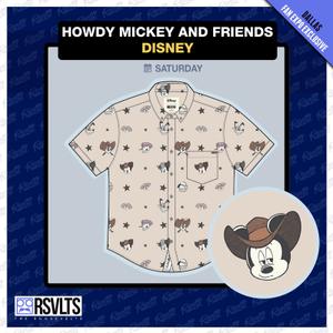 RSVLTS Howdy Mickey and Friends KUNUFLEX Short Sleeve Shirt in Brown — front view