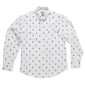 RSVLTS Happy Holiday Trees Long Sleeve Shirt in White — front view