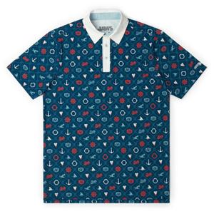 RSVLTS Teeth, Tide & Terror All-Day Polo in Blue — front view
