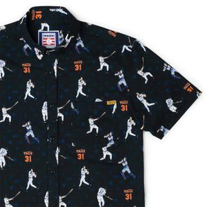 RSVLTS The Pizza Man KUNUFLEX Short Sleeve Shirt in Blue — front view