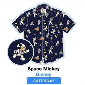 RSVLTS Cosmic Clubhouse KUNUFLEX Short Sleeve Shirt in Black — front view