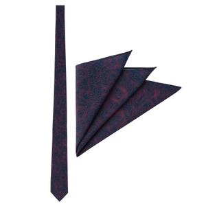 RSVLTS Topo (Red/Navy) tie & pocket square set Tie & Pocket Square in Blue — front view