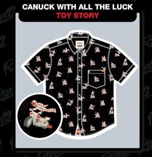 RSVLTS Canuck with All the Luck KUNUFLEX Short Sleeve Shirt in Black — front view