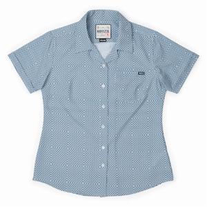 RSVLTS The Royal women’s cut Women's KUNUFLEX Short Sleeve Shirt in Blue — front view