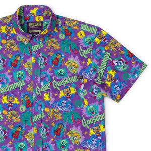 RSVLTS Scared Sheetless KUNUFLEX Short Sleeve Shirt in Purple — front view