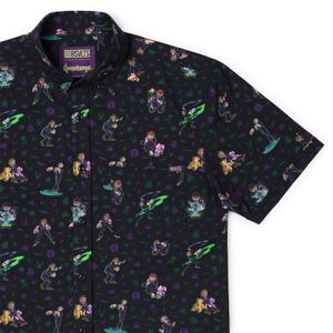 RSVLTS Slap Happy Hijinks KUNUFLEX Short Sleeve Shirt in Black — front view