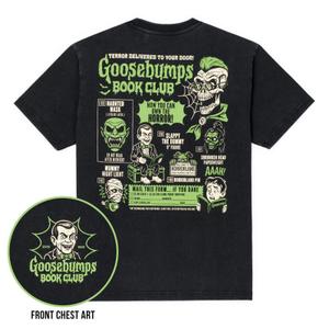 RSVLTS Goosebumps Book Club Crewneck Tee in Black — front view
