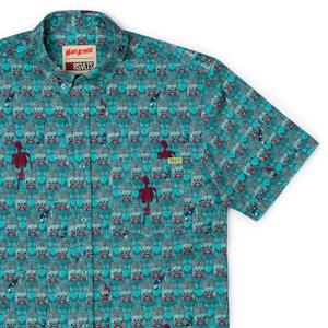 RSVLTS Mars on the March KUNUFLEX Short Sleeve Shirt in Blue — front view