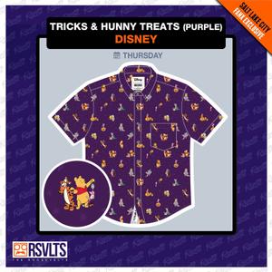 RSVLTS Tricks & Hunny Treats KUNUFLEX Short Sleeve Shirt in Purple — front view