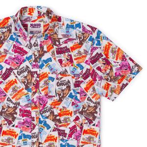 RSVLTS Scary Spoonfuls KUNUFLEX Short Sleeve Shirt in White — front view