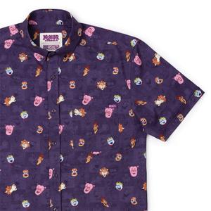 RSVLTS Morning Mascots KUNUFLEX Short Sleeve Shirt in Purple — front view