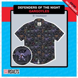 RSVLTS Defenders of the Night KUNUFLEX Short Sleeve Shirt in Gray — front view