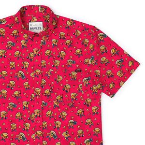 RSVLTS Slice of the Party KUNUFLEX Short Sleeve Shirt in Red — front view