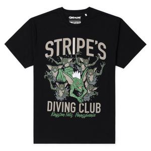 RSVLTS Stripe’s Diving Club Crewneck Tee in Black — front view