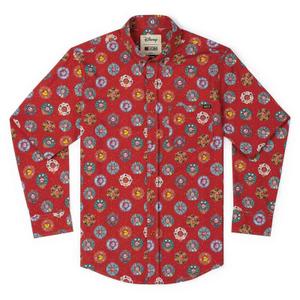 RSVLTS Wreathing Havoc Long Sleeve Shirt in Red — front view