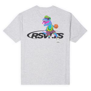 RSVLTS Dino Dunk Crewneck Tee in Gray — front view