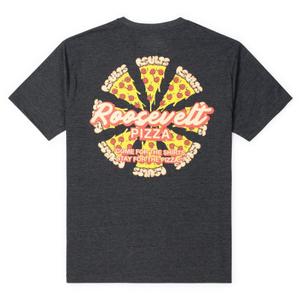 RSVLTS Roosevelt Pizza Crewneck Tee in Black — front view
