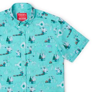 RSVLTS Bumbles Bounce KUNUFLEX Short Sleeve Shirt in Blue — front view
